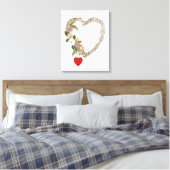 Rustische Valentijn Heart Wreath I Canvas Afdruk (Insitu (Slaapkamer))