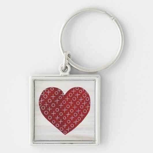 Rustische Valentijn | Hugs & Kisses Heart Sleutelhanger (Voorkant)
