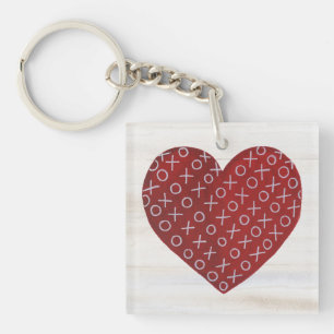 Rustische Valentijn   Hugs & Kisses Heart Sleutelhanger
