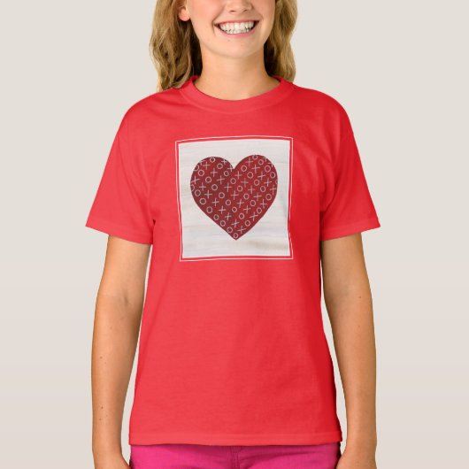 Rustische Valentijn | Hugs & Kisses Heart T-shirt (Voorkant)