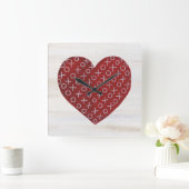 Rustische Valentijn | Hugs & Kisses Heart Vierkante Klok (Huis)