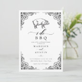  Rustische Varken I Doe BBQ Rehearsal Dinner Kaart (Staand voorkant)