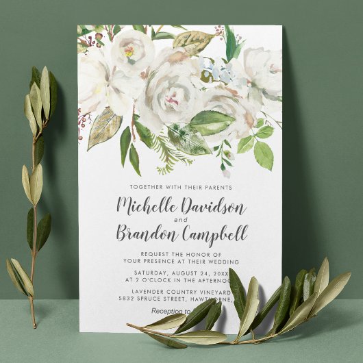 Rustische Vintage Floral Wedding Kaart