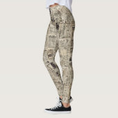 Rustische Vintage Krantenpatchworkcollage Leggings (Links)