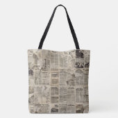 Rustische Vintage Krantenpatchworkcollage Tote Bag (Achterkant)
