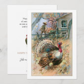 Rustische Vintage Tom Turkey and Farmer Feestdagenkaart (Voorkant / Achterkant)