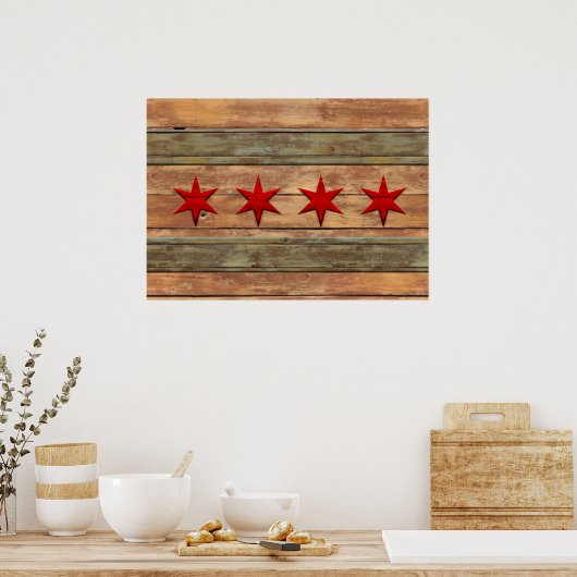 Rustische vlag van Chicago Poster (Keuken)