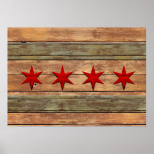  Rustische vlag van Chicago Poster