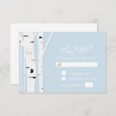 Rustische vogelboom - Heart Icy Blue Wedding RSVP  (Voorkant / Achterkant)