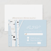Rustische vogelboom - Heart Icy Blue Wedding RSVP  Kaartje (Voorkant / Achterkant)