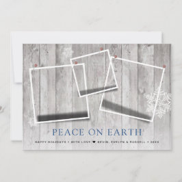 Rustische vrede op aarde 3 gefingeerde foto's feestdagenkaart