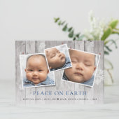 Rustische vrede op aarde 3 gefingeerde foto's feestdagenkaart (Staand voorkant)