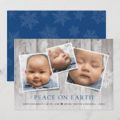 Rustische vrede op aarde 3 gefingeerde foto's feestdagenkaart (Voorkant / Achterkant)