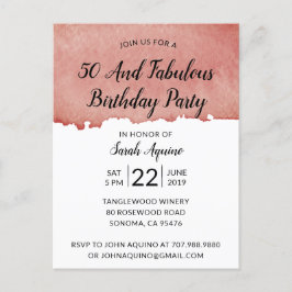 Rustische Waterverf 50 en feestdag Uitnodiging Briefkaart