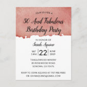 Rustische Waterverf 50 en feestdag Uitnodiging Briefkaart (Voorkant)