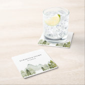 Rustische Waterverf bergen Pine Winter Wedding Na Kartonnen Onderzetters (Insitu)