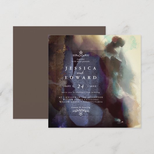 Rustische Waterverf Bird Wedding Kaart (Voorkant / Achterkant)