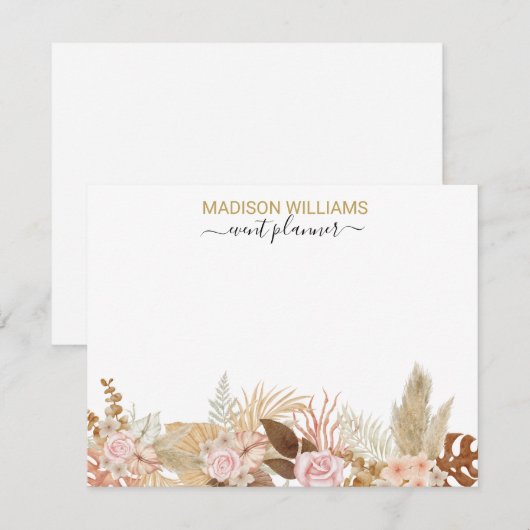 Rustische Waterverf Boho Floral Professional Compa Notitiekaartje (Voorkant / Achterkant)