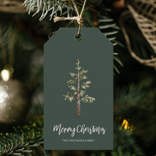“Rustische Waterverf Boom Groen Cadeaulabel