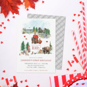 Rustische Waterverf   Canada Day Birthday Party Kaart