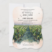 Rustische Waterverf Elegant Vineyard Wedding Kaart (Voorkant)
