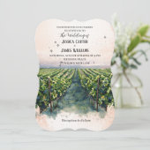 Rustische Waterverf Elegant Vineyard Wedding Kaart (Staand voorkant)