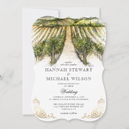 Rustische Waterverf Elegant Vineyard Wedding Kaart