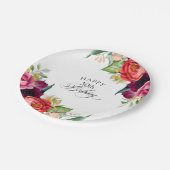Rustische Waterverf Floral 50e verjaardag Papieren Bordje (Gekanteld)