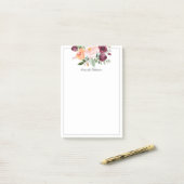 Rustische Waterverf Floral Bouquet met naam Post-it® Notes (Op bureau)