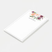 Rustische Waterverf Floral Bouquet met naam Post-it® Notes (Schuin)