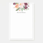 Rustische Waterverf Floral Bouquet met naam Post-it® Notes (Voorkant)