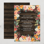 Rustische Waterverf Floral Fall Wedding Invitation Kaart (Voorkant / Achterkant)