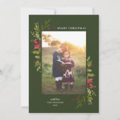 Rustische Waterverf Floral Green Feestdagenkaart (Voorkant)