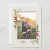 Rustische Waterverf Floral Green Feestdagenkaart (Voorkant)