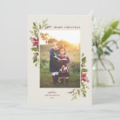 Rustische Waterverf Floral Green Feestdagenkaart (Staand voorkant)