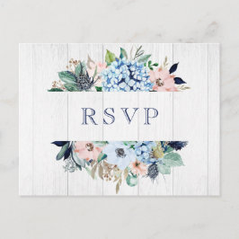Rustische Waterverf Floral Hydrangea Wedding RSVP Briefkaart
