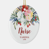 Rustische Waterverf Floral Personalized Nurse Keramisch Ornament (Rechts)