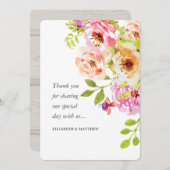 Rustische Waterverf Floral Wedding Bedankkaart (Voorkant / Achterkant)