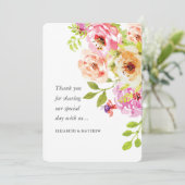 Rustische Waterverf Floral Wedding Bedankkaart (Staand voorkant)