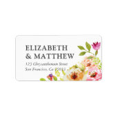 Rustische Waterverf Floral Wedding Etiket (Voorkant)