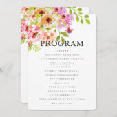 Rustische Waterverf Floral Wedding Programmakaart (Voorkant / Achterkant)
