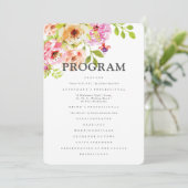 Rustische Waterverf Floral Wedding Programmakaart (Staand voorkant)