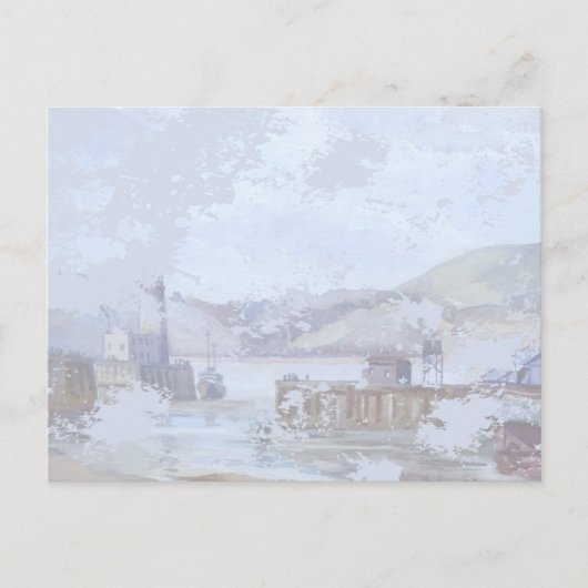 Rustische Waterverf Foggy Harbour Briefkaart (Voorkant)