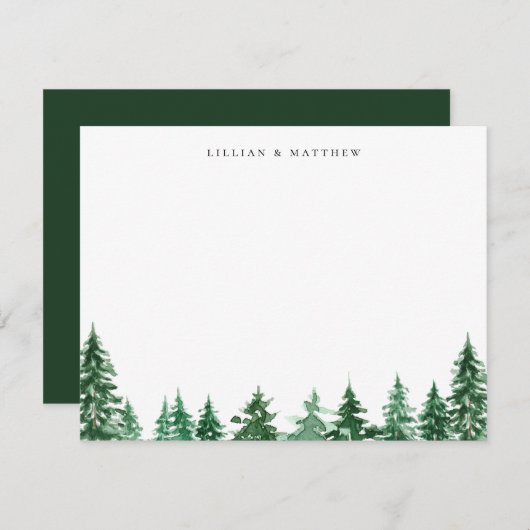 Rustische Waterverf Forest Notitiekaartje (Voorkant / Achterkant)