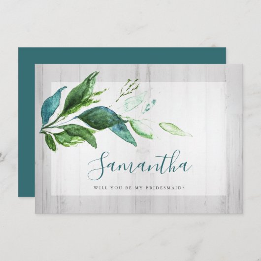 Rustische Waterverf Greenery Bridesmaid Cards Feestdagenkaart (Voorkant / Achterkant)