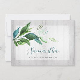 Rustische Waterverf Greenery Bridesmaid Cards Feestdagenkaart