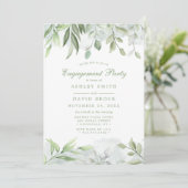 Rustische Waterverf Greenery Floral Engagement Par Kaart (Staand voorkant)
