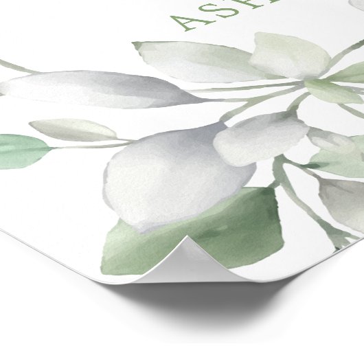 Rustische Waterverf Greenery Floral Kaarten & Gift Poster (Hoek)