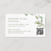 Rustische Waterverf Greenery Floral Makeup Artist  Visitekaartje (Achterkant)