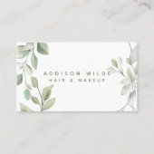 Rustische Waterverf Greenery Floral Makeup Artist  Visitekaartje (Voorkant)